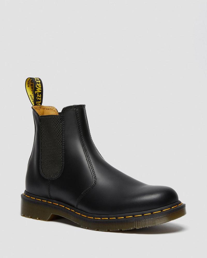 Botines Chelsea Dr Martens 2976 Yellow Stitch Smooth Cuero Hombre Negros | MX 314AHK